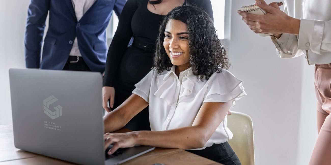 Smiling businesswoman in a meeting